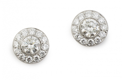 Pendientes ojo de perdiz de brillantes con centros de 0,60 