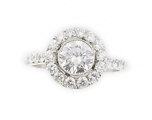 Sortija ojo de perdiz de brillantes con centro de 1 ct , co