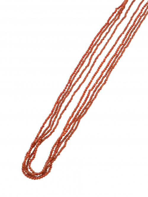 Collar extralargo de cuentas de coral rojo mediterráneo de 