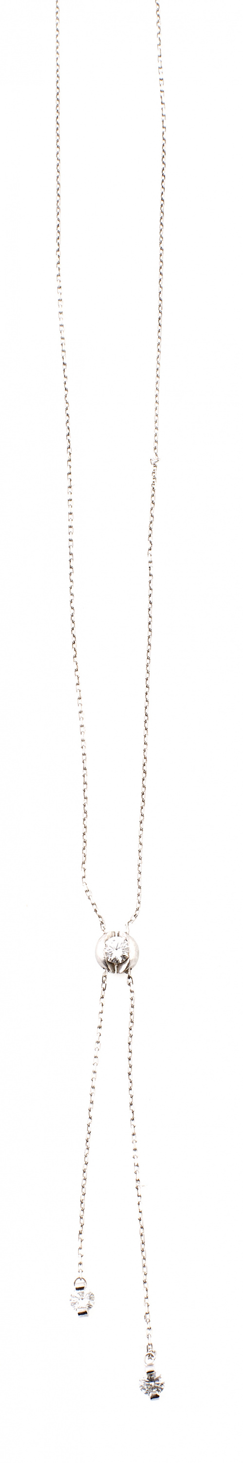 Pendentif con brillante central orlado del que penden dos b