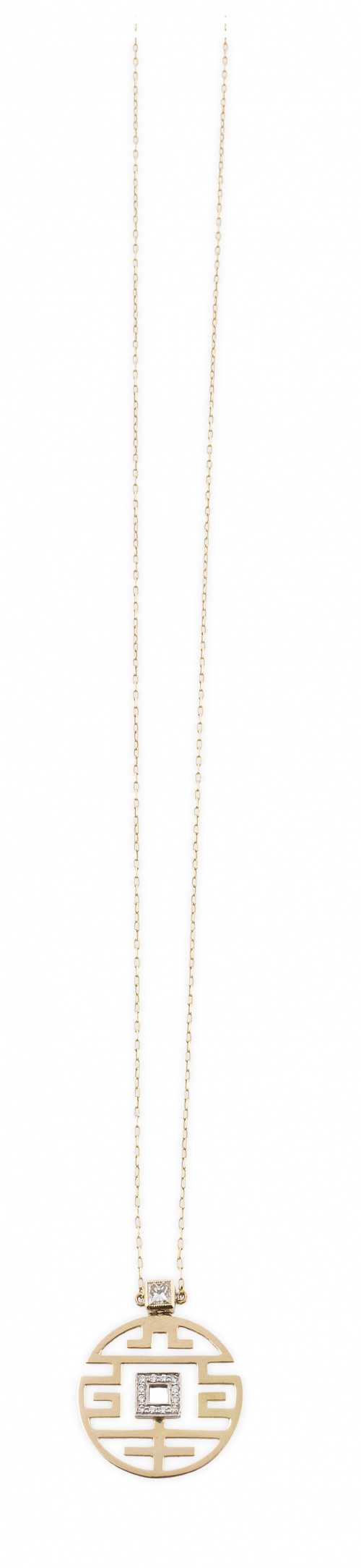 Colgante circular con cuadrado central de brillantes en dis