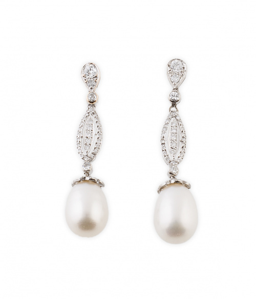 Pendientes largos con perillas de perlas australianas colga