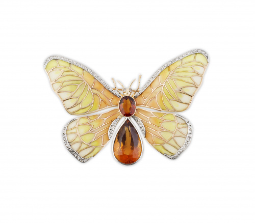 Broche mariposa de esmalte plique-à-jour, en tonos graduado