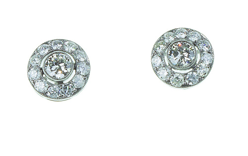 Pendientes ojo de perdiz de brillantes en montura de platino