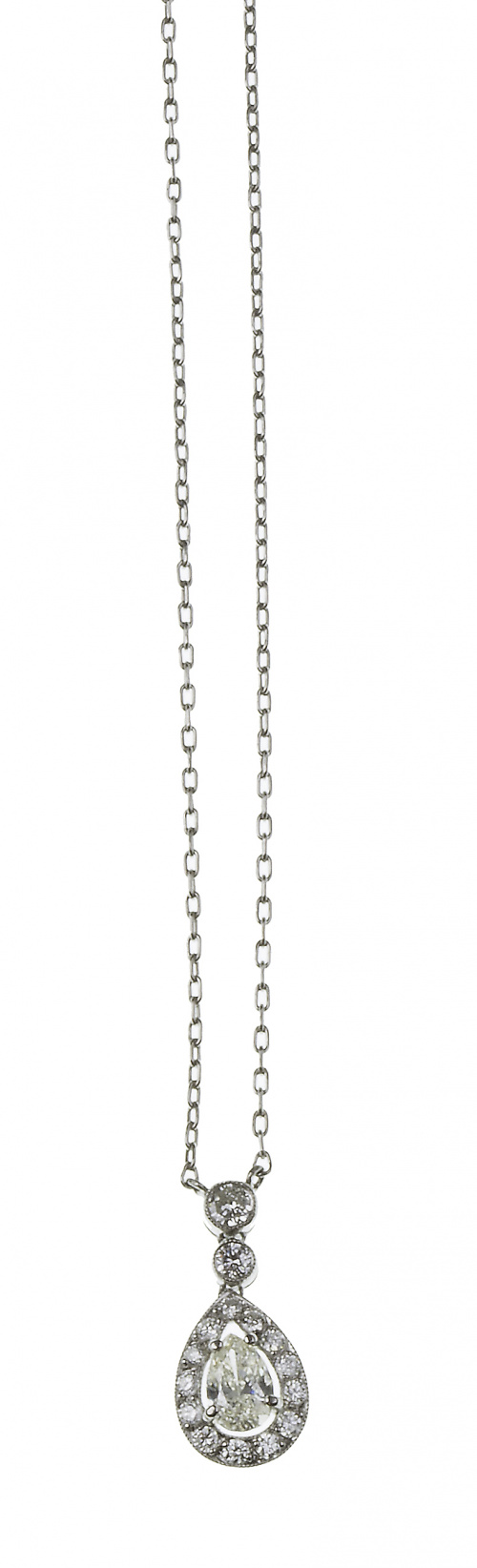 Colgante de diamante perilla orlado de brillantes y encabez