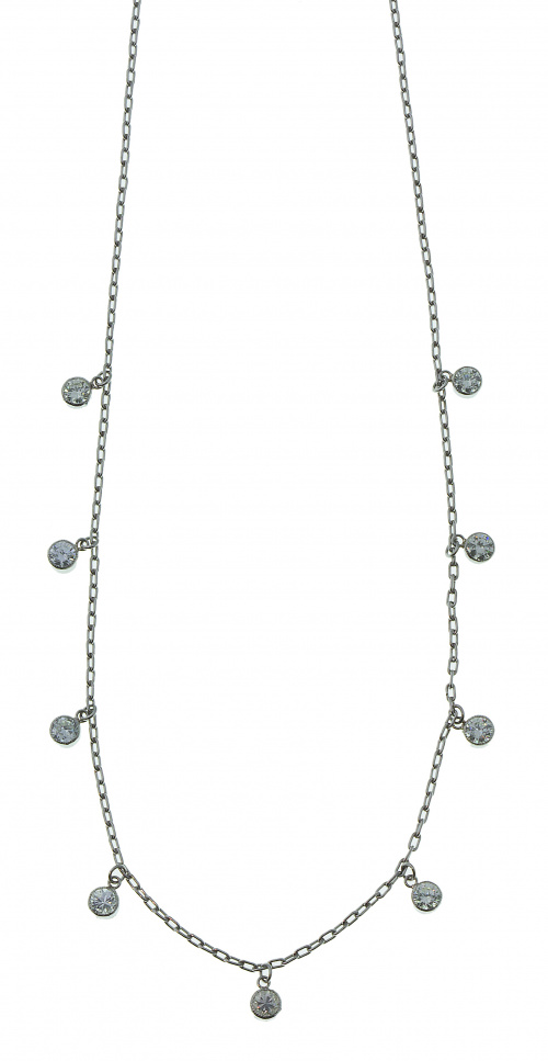 Collar en cadena de platino con 9 chatones de brillante col