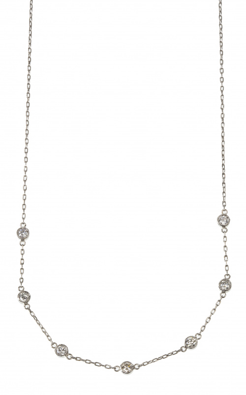 Cadena de platino con siete chatones de brillantes insertad