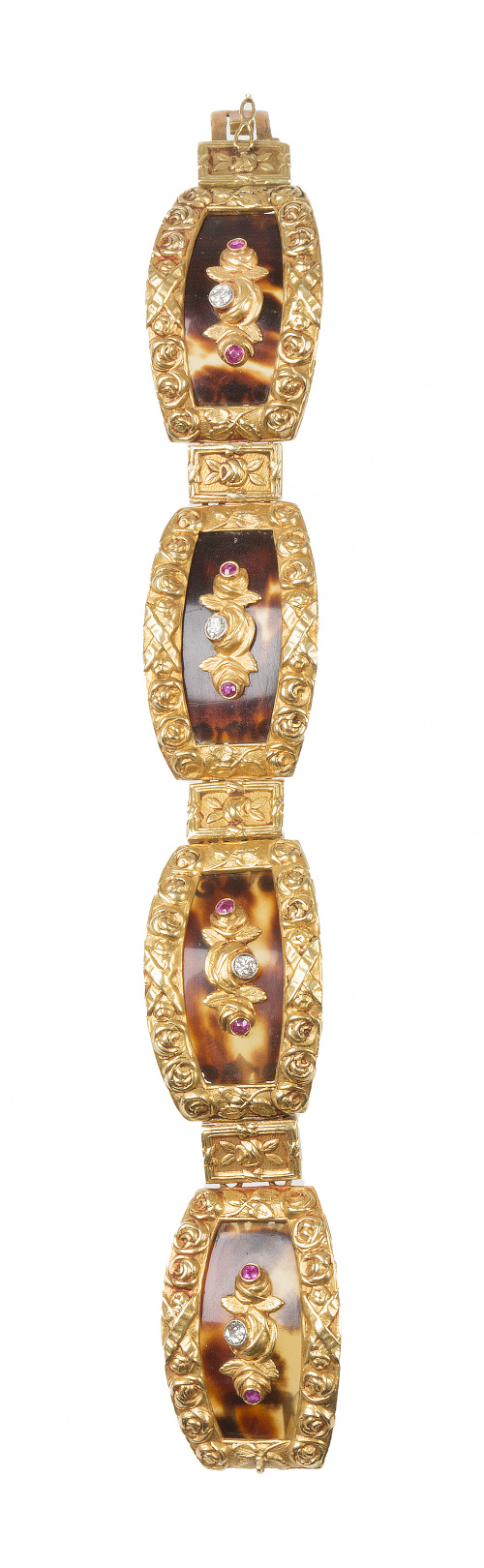 Brazalete de ff. S. XIX con cuatro motivos de carey en marc