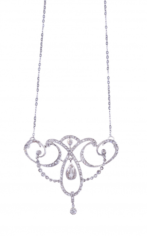 Colgante Belle Epoque de brillantes en bandas entrelazadas,