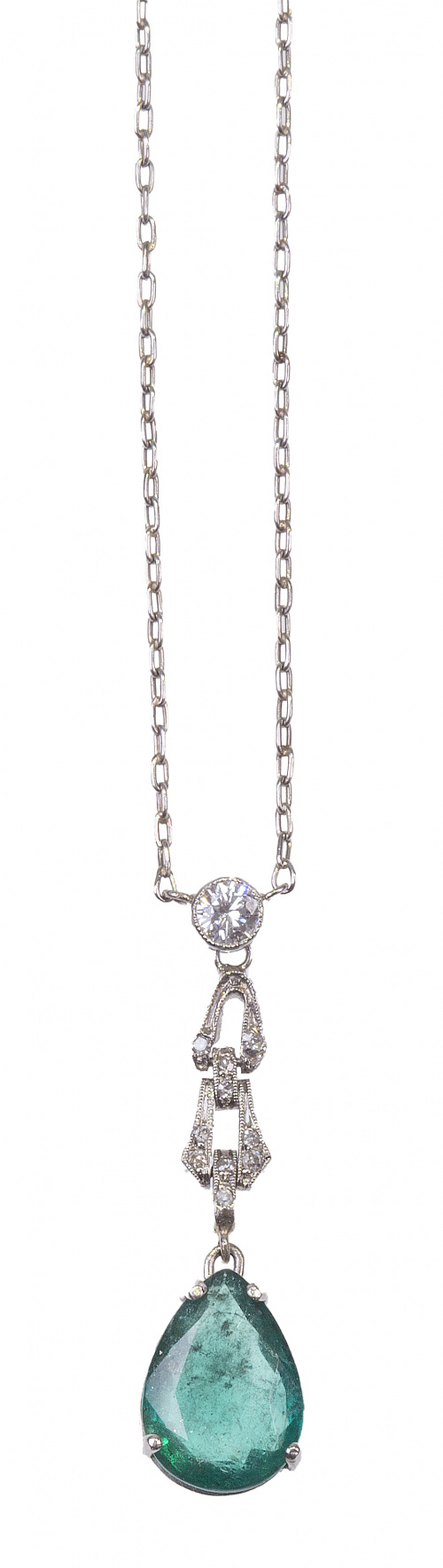 Pendentif Art-Decó con perilla de esmeralda de 3 ct colgant