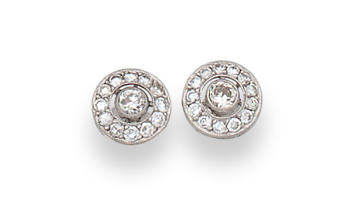 Pendientes ojo de perdiz con brillante central orlado de bt