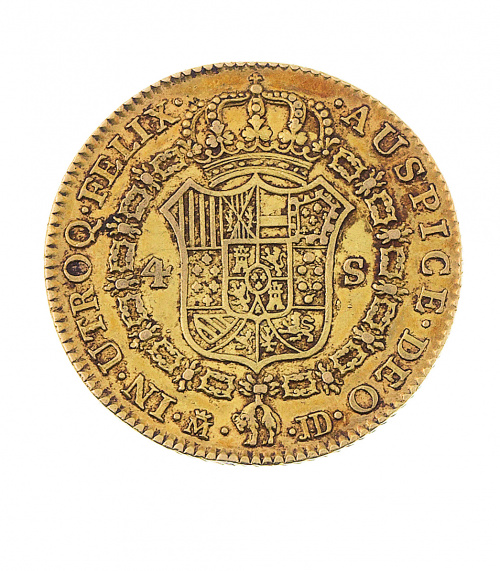 Moneda de 4 escudos de Carlos III 1782 en oro. Madrid JD