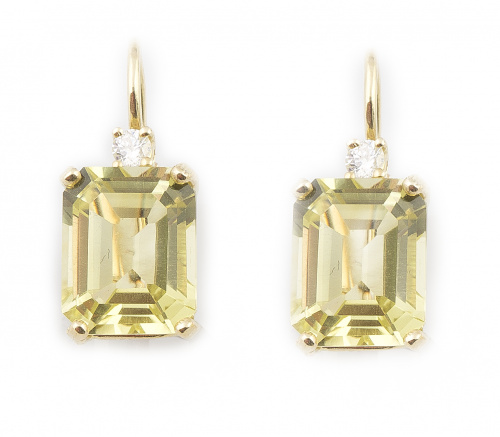Pendientes con citrinos lemon de talla rectangular encabeza
