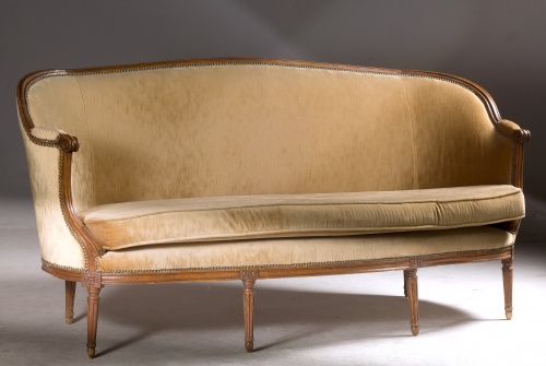 Canapé “en corbeille” Carlos IV en haya teñida.Trabajo esp