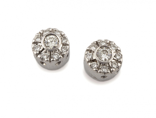 Pendientes rosetones de brillantes en montura elevada de or