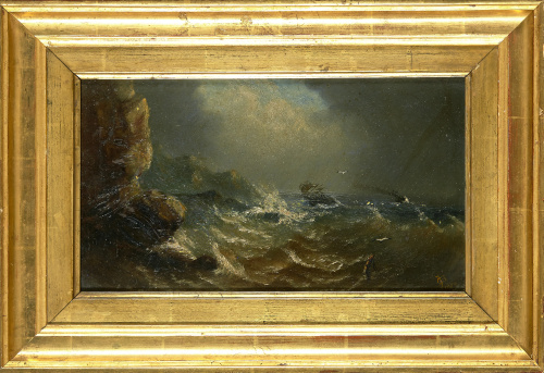 ESCUELA INGLESA, SIGLO XIXVista costera con navío en una t