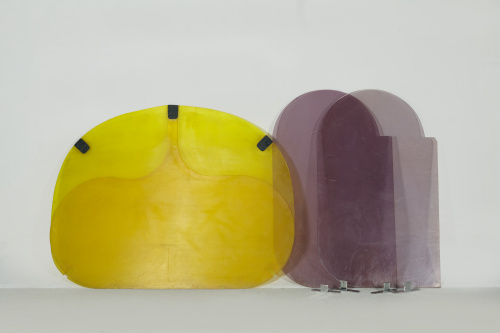 Biombo en metacrilato amarillo.Años 1960-1970.