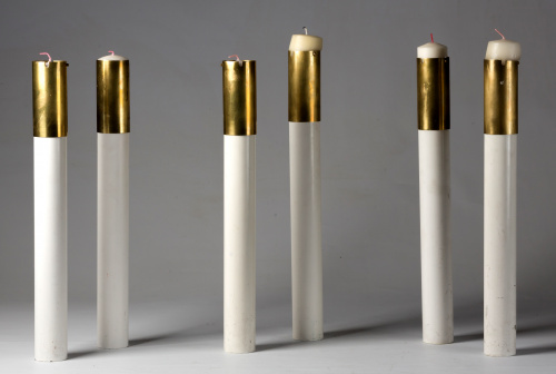 Pareja de  hacheros en metal pintado.años 60