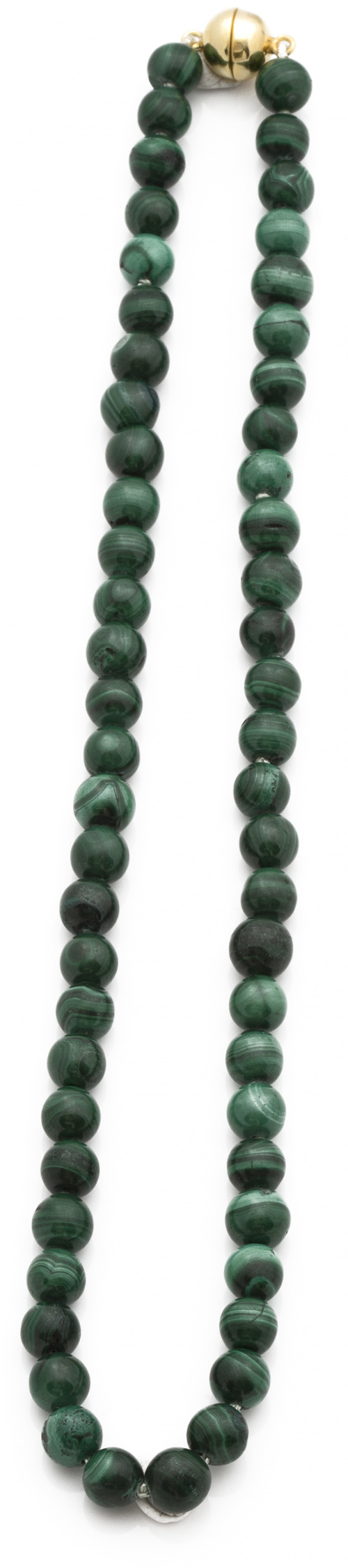 Collar de cuentas de malaquita con cierre en plata chapada 