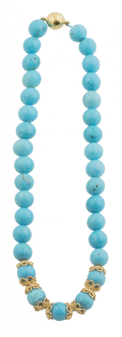 Gargantilla de cuentas de turquesa reconstituida de 12 mm
