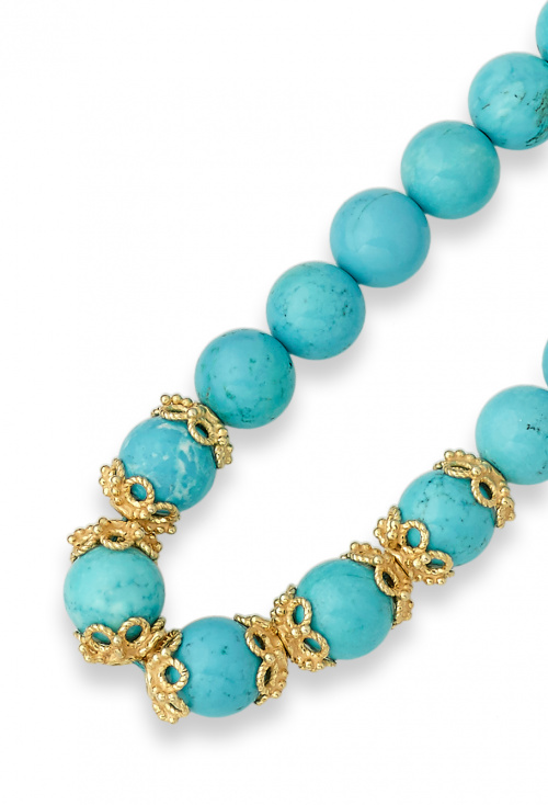 Gargantilla de cuentas de turquesa reconstituida de 12 mm