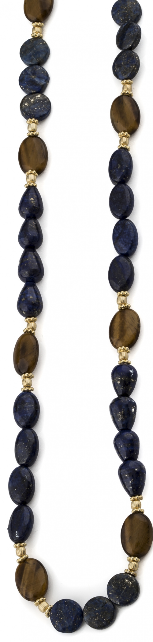 Collar de cuentas de lapislázuli y ojo de tigre combinadas.