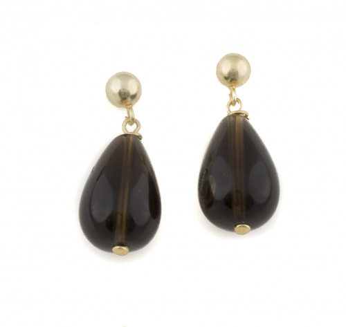 Conjunto de pendientes y gargantilla de cuarzo ahumado en d