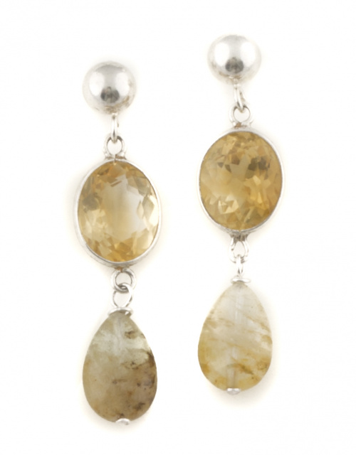 Conjunto de pendientes y gargantilla de citrinos,con montur