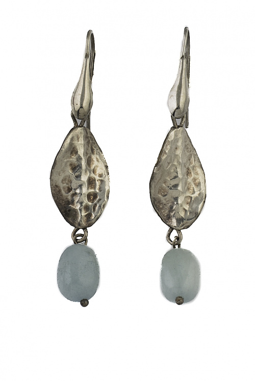 Conjunto de collar y pendientes de aguamarinas circulares y