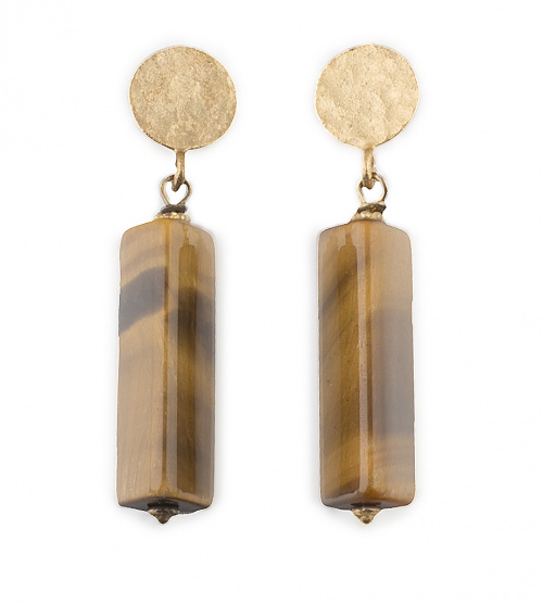 Conjunto de collar y pendientes en cuarzo ahumado y ojo de 