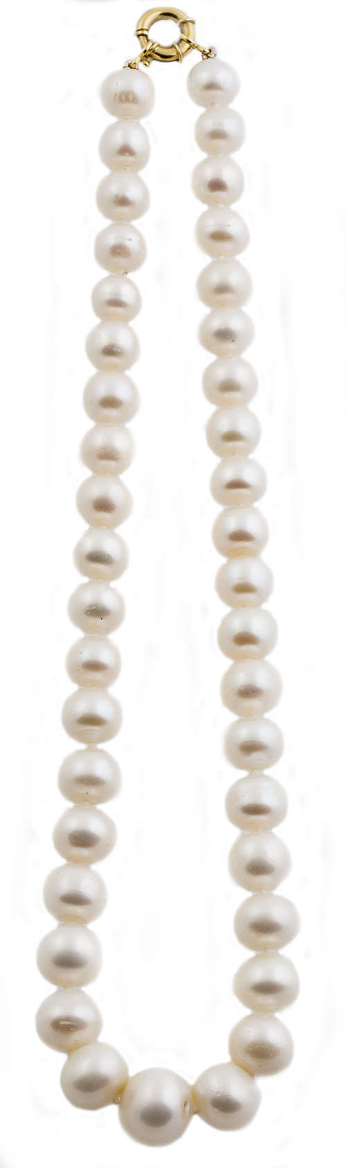 Collar de un hilo de perlas de los mares del sur rosadas de