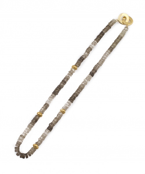 Gargantilla de cuarzo ahumado en degradé con entrepiezas y 