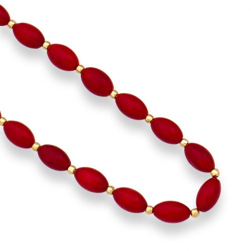 Collar de cuentas de coral rojo de rama alternas con cuenta