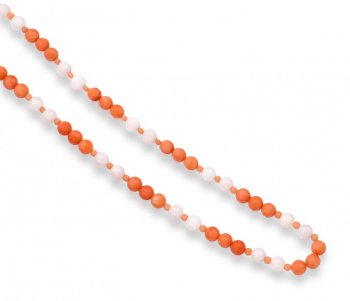 Gargantilla de cuentas de coral piel de ángel y morganita c