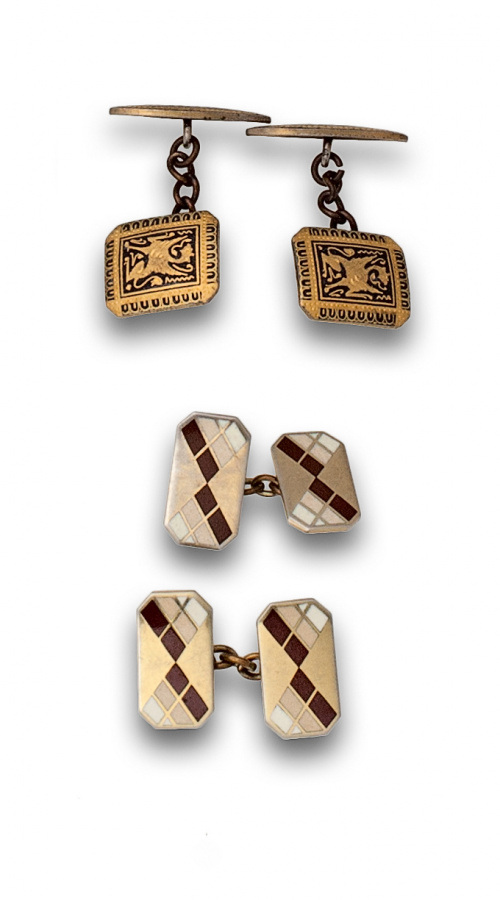 lote dos parejas de gemelos metal dorado años 30.