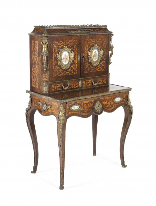 “Bonheur du jour” Napoleón III en madera de palo de rosa, y