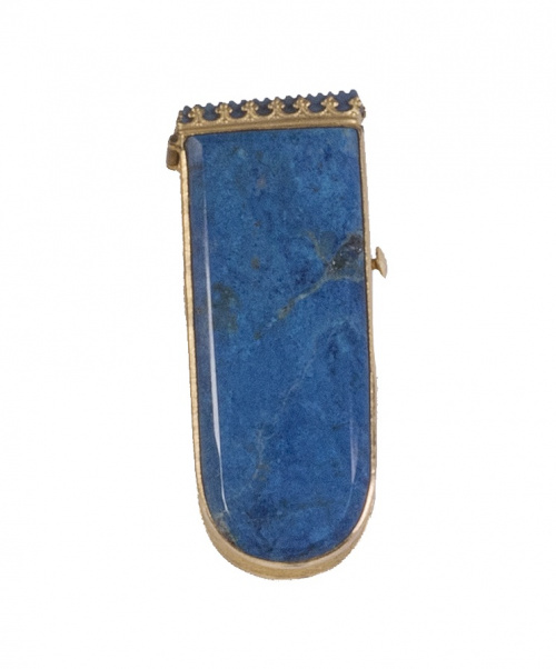 Cerillero en metal dorado y lapislázuli, quizás trabajo fra