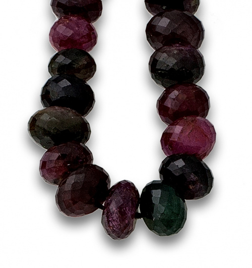 Collar de grandes cuentas de turmalina watermelon facetada 