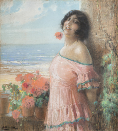 JULIO BORRELL PLA (Barcelona, 1877-1957)Pareja de retrato d