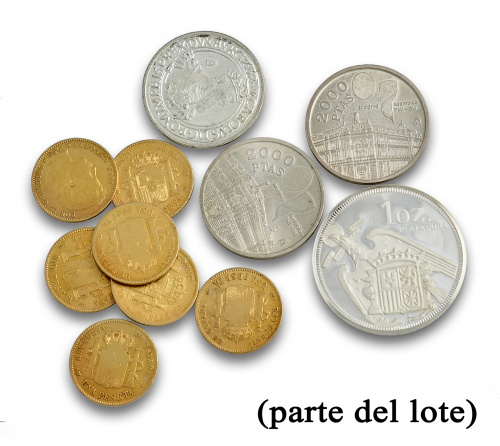Lote de monedas:10 plata dorada,4 en plata y 7 en metal.