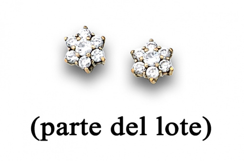 Lote de pendientes rosetones circonitas plata dorada y Garg