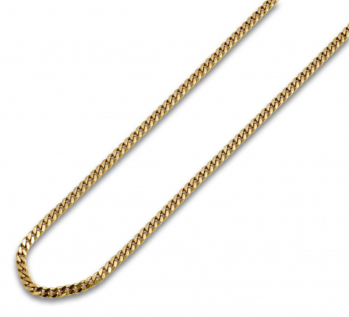 Cadena larga de eslabón barbado macizo en oro de 18K.