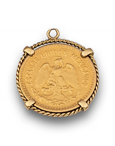 Moneda de 10 pesos Mexicanos de Hidalgo 1907 en oro de 900 