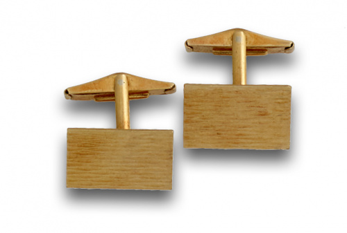 Gemelos rectangulares años 70 en oro de 18K con sistema art