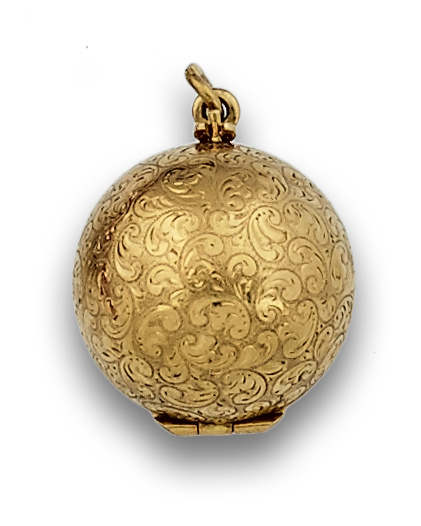 Colgante portafotos esférico en oro de 18K con decoración g