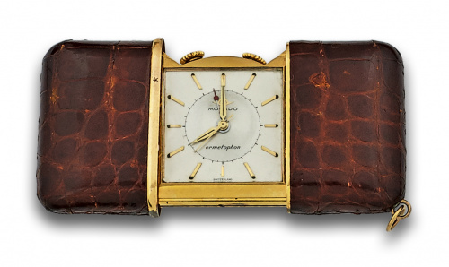 Reloj de viaje MOVADO HERMETOPHONE vintage años 50 con fund