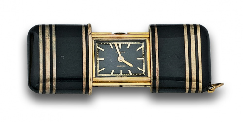 Reloj colgante de viaje MOVADO vintage c.1920. en plata dor