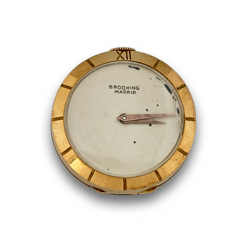 Pequeño reloj de mesilla BROOKING MADRID en oro de 18K.