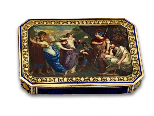 Caja en oro de 18K y esmaltes de ffs s XVIII punzonada.