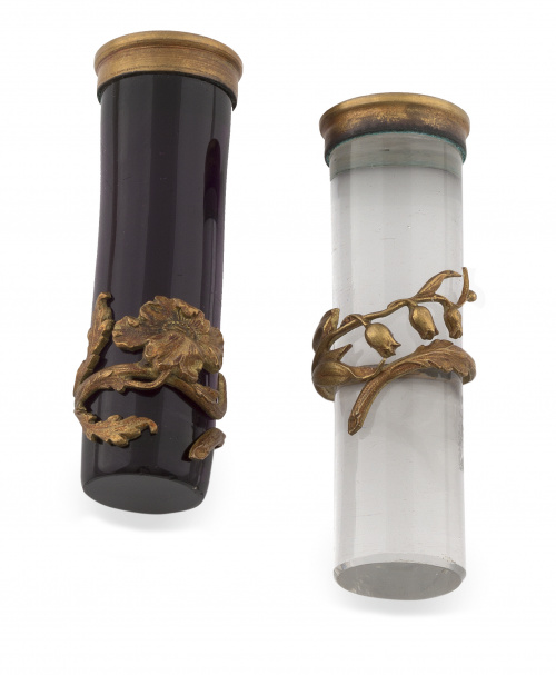 Pareja de sellos para lacre con columna de cristal incoloro